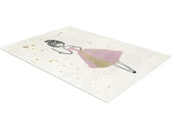 Kindertapijt Met Feeenmotief Ariel - Afwerking In Goudkleurige Lurexdraad - 120 X 170 Cm - Ecru En Roze-OZAIA Clearance