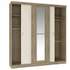 Kledingkast - 3 Schuifdeuren - Met Spiegel - L205Cm - Naturel En Beige - Didda Ii-Vente-unique Best