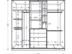 Kledingkast - Schuifdeuren - Spiegel En Lades - L 240 Cm - Wit - Bodil-Vente-unique Discount