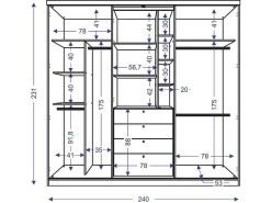 Kledingkast - Schuifdeuren - Spiegel En Laden - L240 Cm - Naturel En Ivoorkleur - Bodil Ii-Vente-unique Best