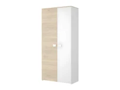 Kledingkast Sonia - 2 Deuren - L95 Cm - Kleuren: Eiken En Wit-Vente-unique New