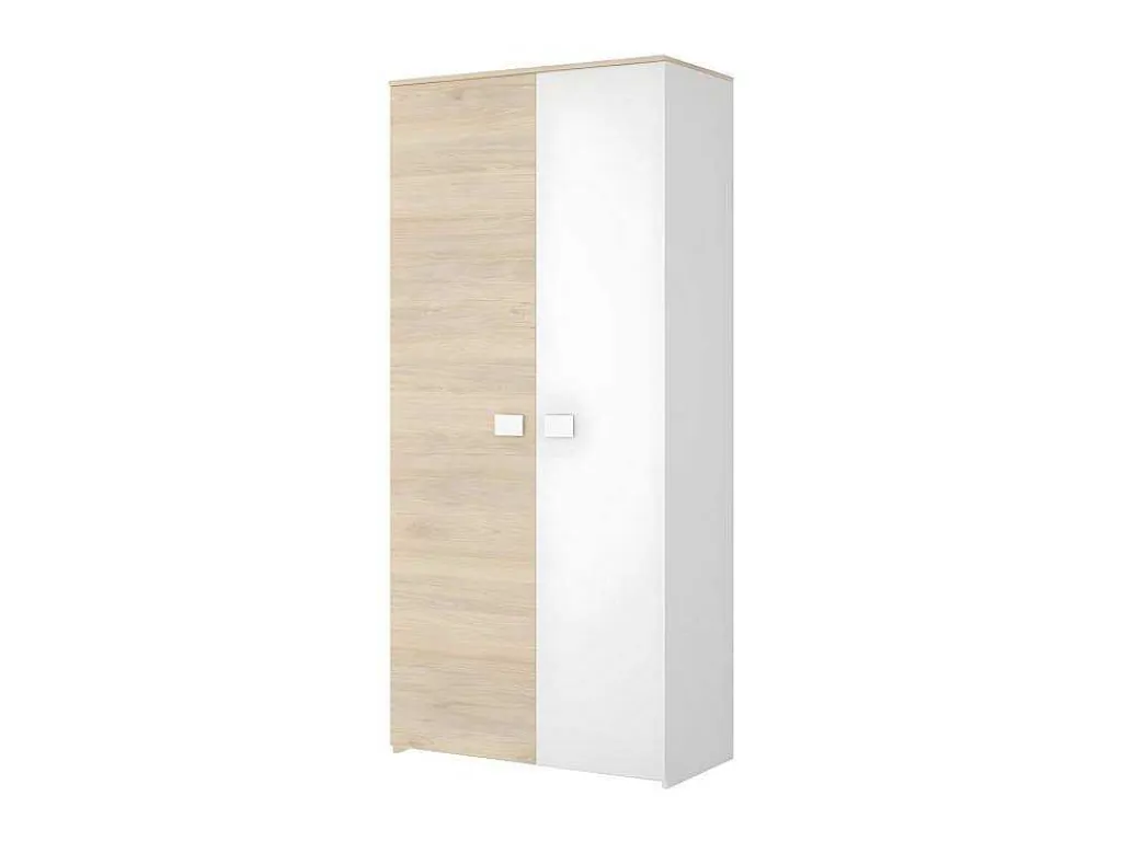 Kledingkast Sonia - 2 Deuren - L95 Cm - Kleuren: Eiken En Wit-Vente-unique New
