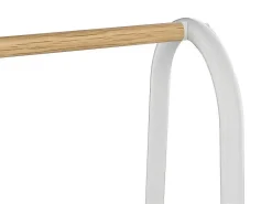Kledingrek - L64 Cm - Wit Metaal En Beukenhout - Dogu-Vente-unique New