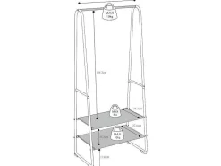 Kledingrek - L64 Cm - Wit Metaal En Beukenhout - Dogu-Vente-unique New
