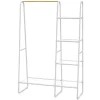 Kledingrek - L100 Cm - Wit Metaal En Beukenhout - Dogu-Vente-unique