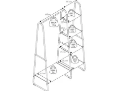 Kledingrek - L100 Cm - Wit Metaal En Beukenhout - Dogu-Vente-unique