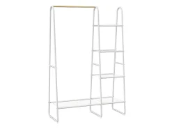 Kledingrek - L100 Cm - Wit Metaal En Beukenhout - Dogu-Vente-unique