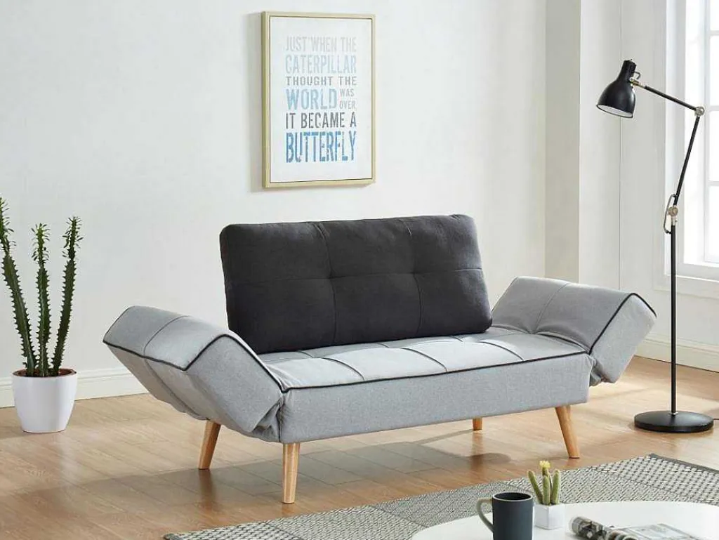 Klik-Klak Bedbank Van Stof Ebaty Ii - Lichtgrijs En Antraciet-Vente-unique Discount
