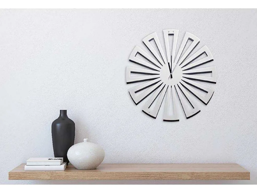 Klok Geometrisch 2, Wit, Zwart, 50X1,5X50 Cm,-EPIKASA Outlet