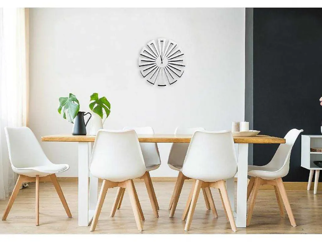 Klok Geometrisch 2, Wit, Zwart, 50X1,5X50 Cm,-EPIKASA Outlet