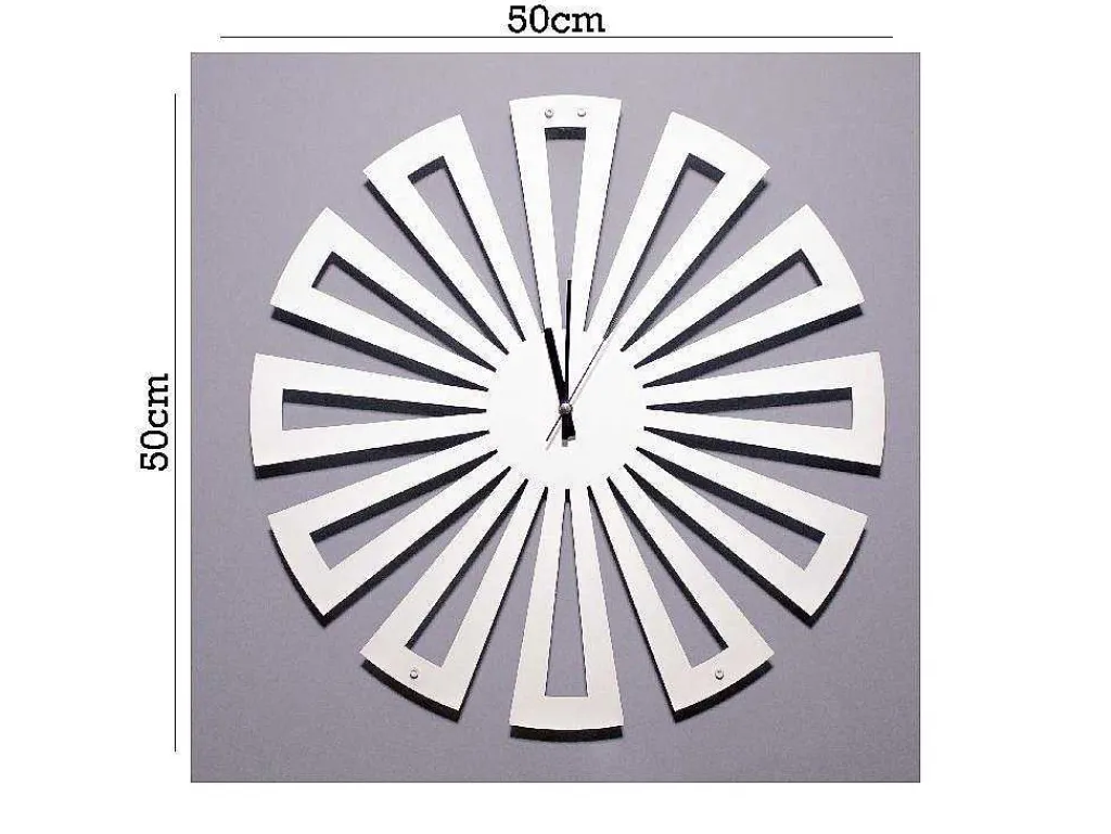 Klok Geometrisch 2, Wit, Zwart, 50X1,5X50 Cm,-EPIKASA Outlet