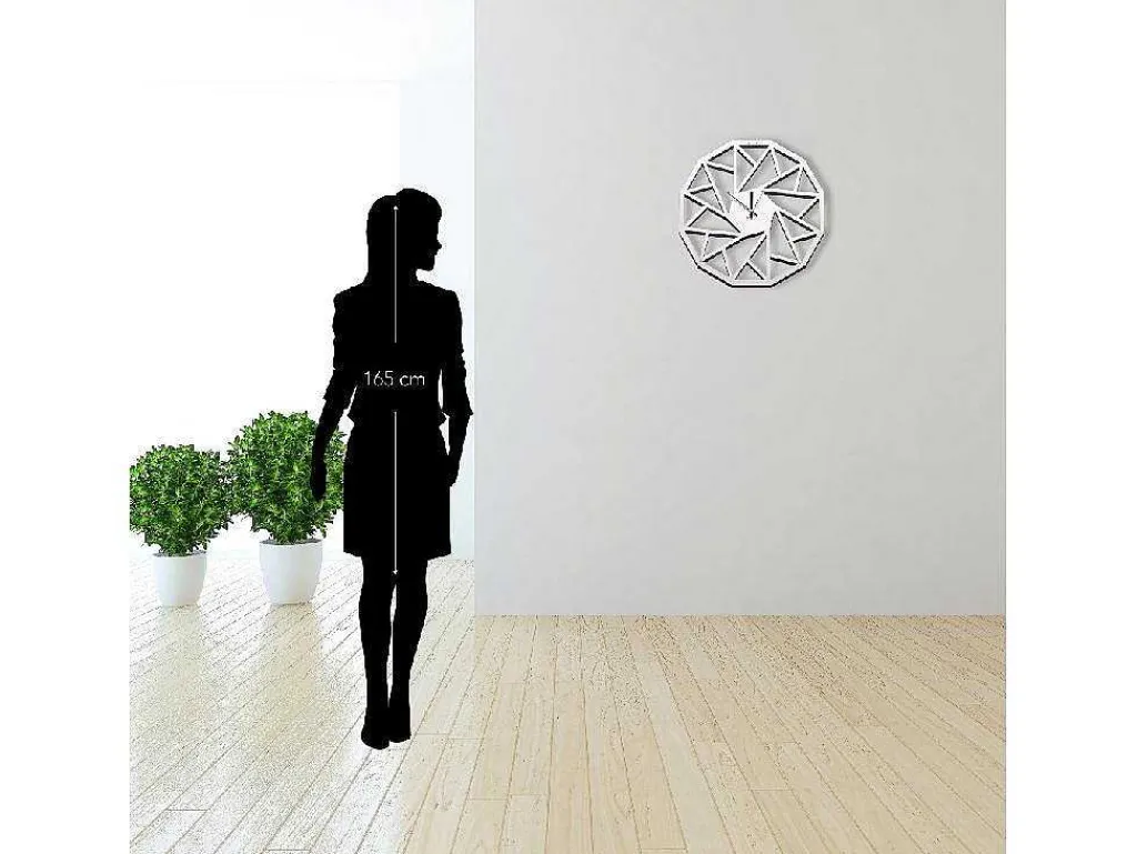 Klok Geometrisch 1, Wit, Zwart, 50X1,5X50 Cm,-EPIKASA Outlet