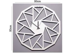 Klok Geometrisch 1, Wit, Zwart, 50X1,5X50 Cm,-EPIKASA Outlet