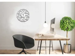 Klok Geometrisch 1, Wit, Zwart, 50X1,5X50 Cm,-EPIKASA Outlet