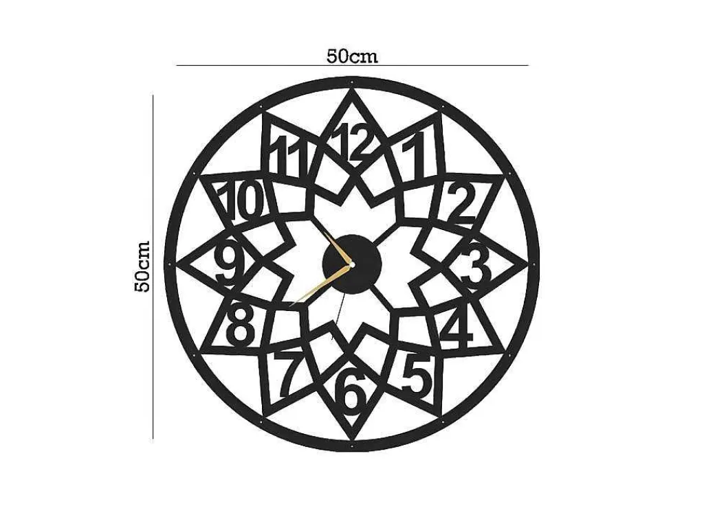 Klok Geometrisch 4, Zwart, 50X1,5X50 Cm,-EPIKASA Clearance