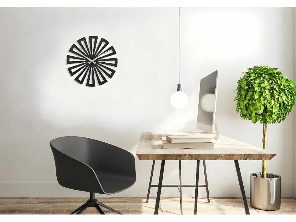 Klok Geometrisch 6, Zwart, Zilver, 50X1,5X50 Cm,-EPIKASA Sale