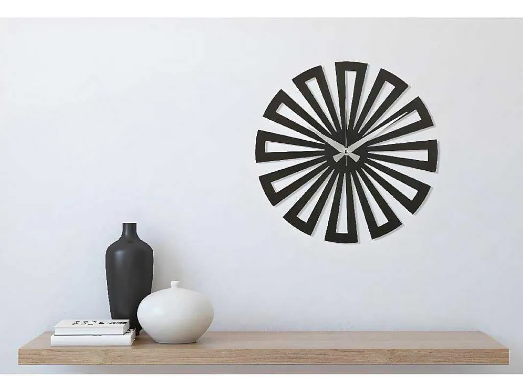 Klok Geometrisch 6, Zwart, Zilver, 50X1,5X50 Cm,-EPIKASA Sale