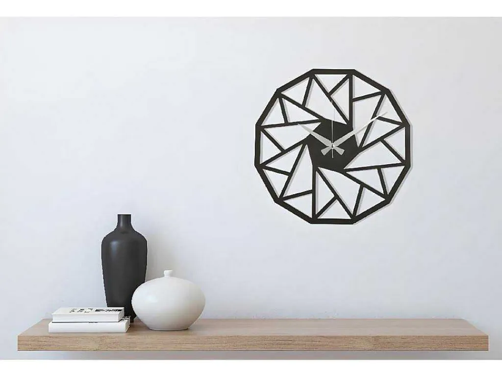 Klok Geometrisch 7, Zwart, Zilver, 50X1,5X50 Cm,-EPIKASA Discount