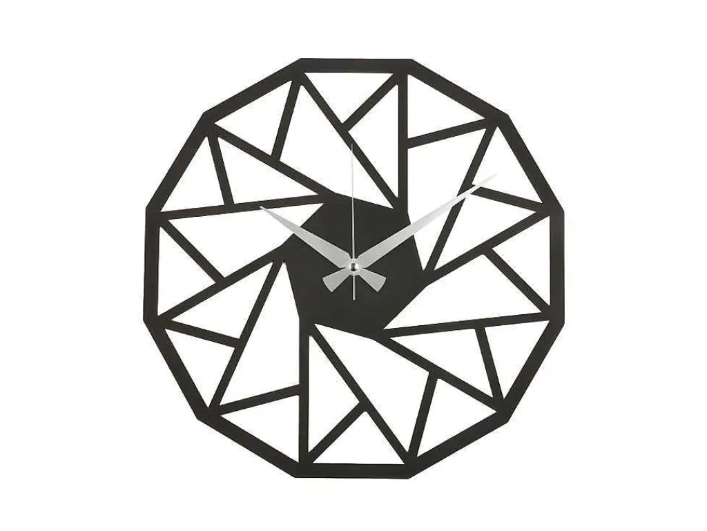 Klok Geometrisch 7, Zwart, Zilver, 50X1,5X50 Cm,-EPIKASA Discount