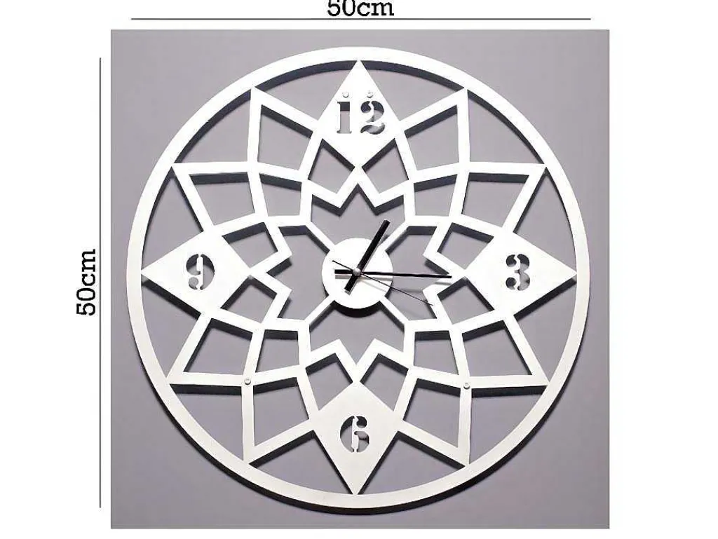 Klok Geometrisch, Wit, Zwart, 50X1,5X50 Cm,-EPIKASA Discount