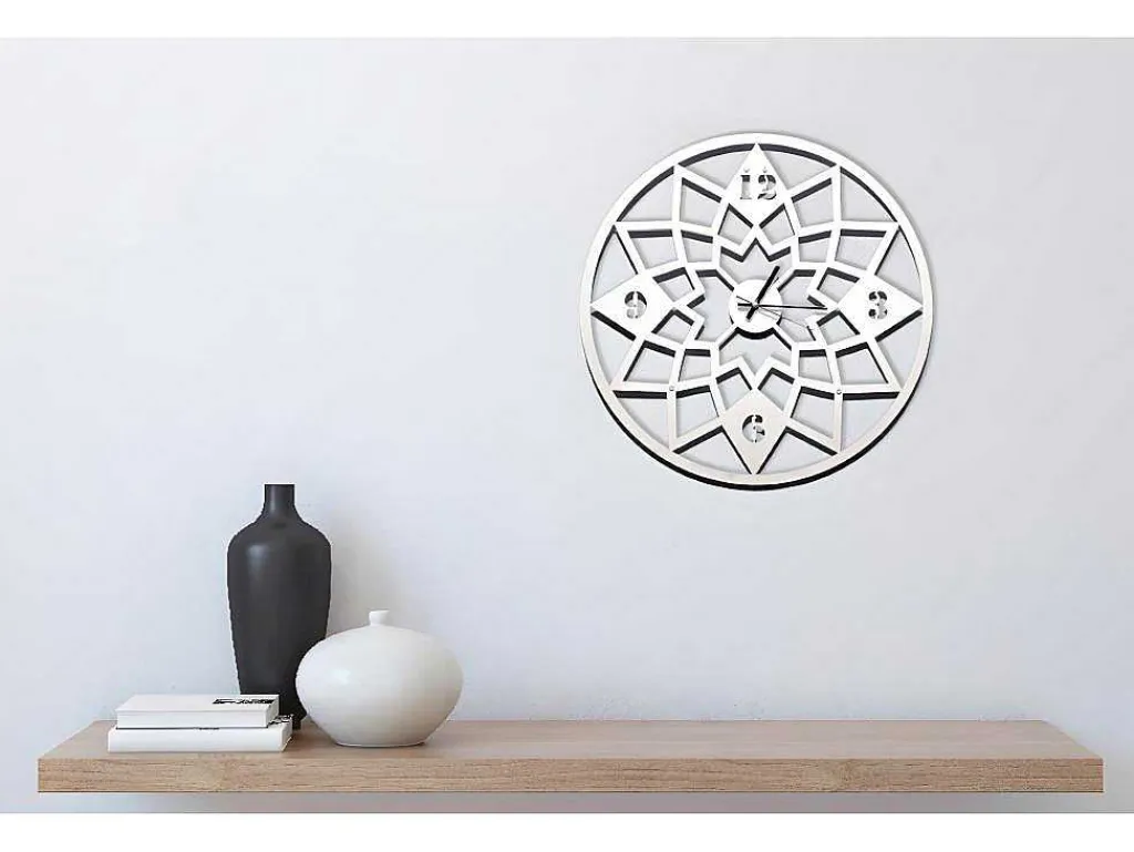 Klok Geometrisch, Wit, Zwart, 50X1,5X50 Cm,-EPIKASA Discount