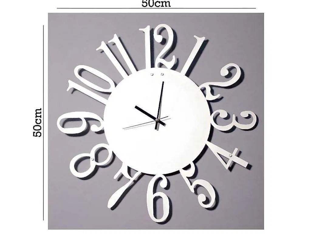 Klok Numbers 1, Wit, Zwart, 50X1,5X50 Cm,-EPIKASA Discount