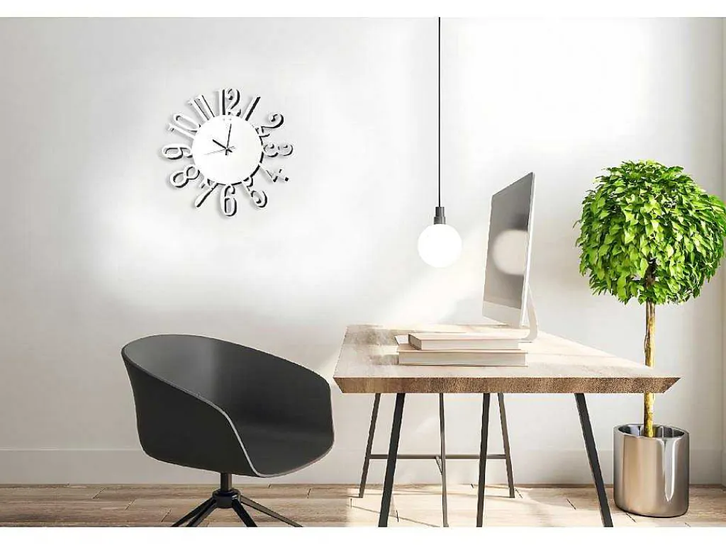 Klok Numbers 1, Wit, Zwart, 50X1,5X50 Cm,-EPIKASA Discount