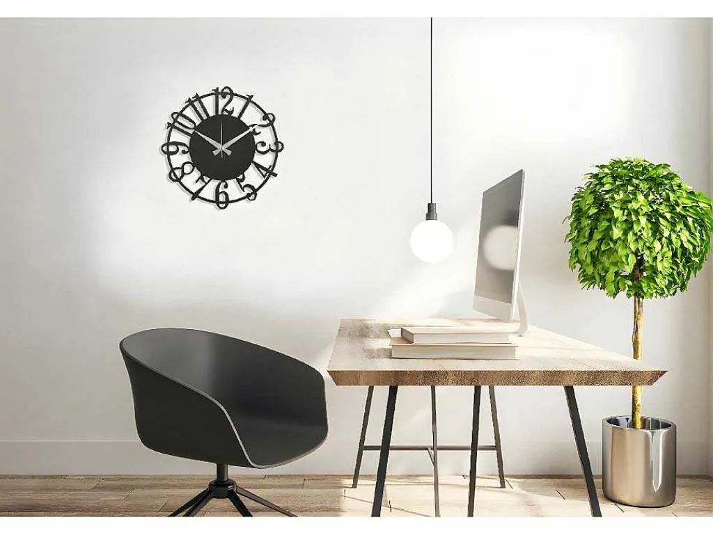 Klok Numbers 5, Zwart, Zilver, 50X1,5X50 Cm,-EPIKASA Discount