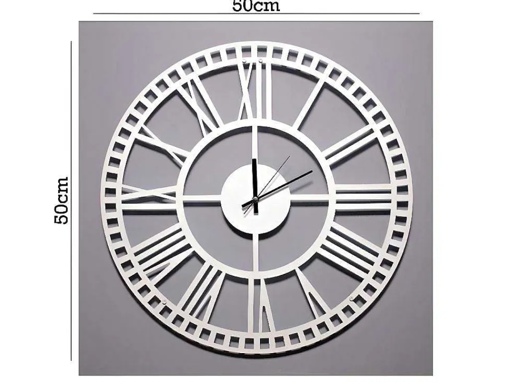 Klok Vintage 5, Wit, Zwart, 50X1,5X50 Cm,-EPIKASA Hot