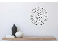 Klok Vintage 6, Wit, Zwart, 50X1,5X50 Cm,-EPIKASA Discount