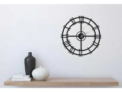 Klok Vintage 1, Zwart, Zilver, 50X0,16X50 Cm,-EPIKASA Outlet