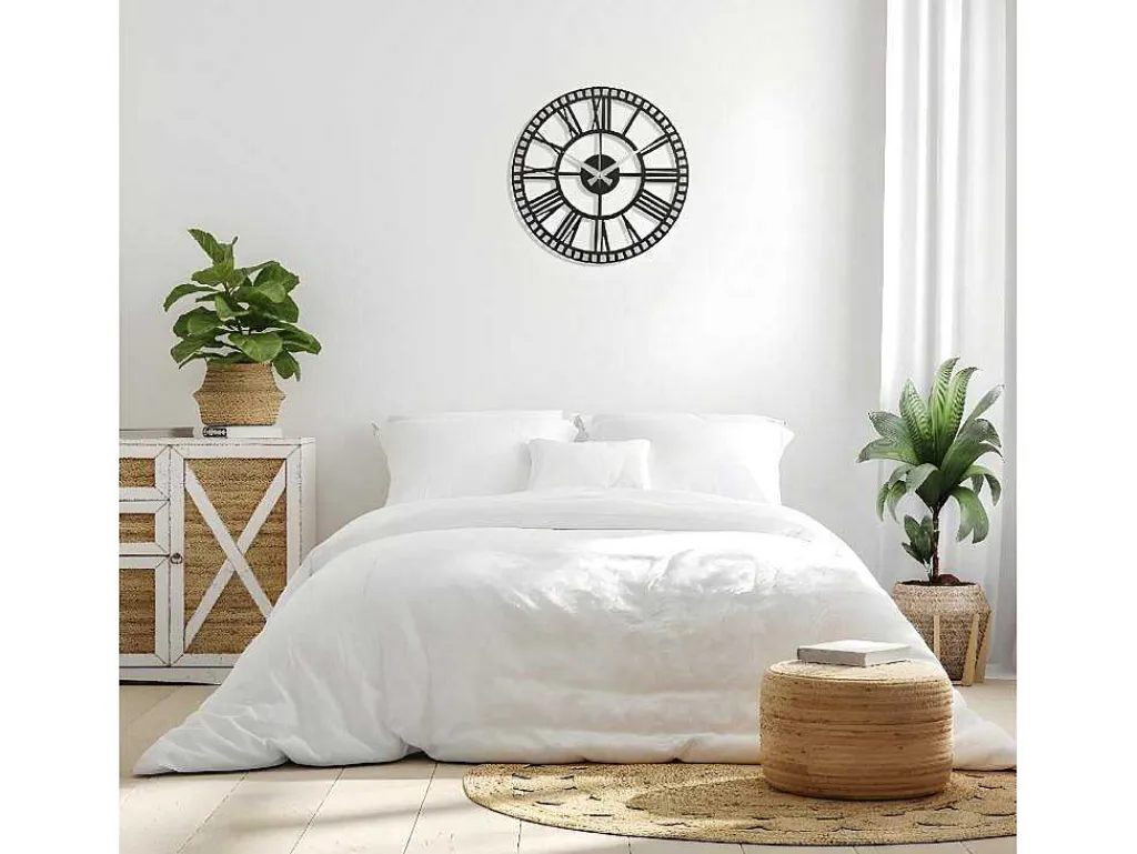 Klok Vintage 11, Zwart, Zilver, 50X1,5X50 Cm,-EPIKASA Outlet