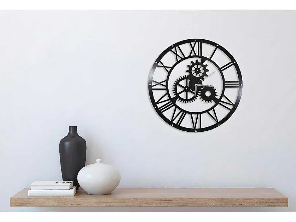Klok Vintage, Zwart, Zilver, 50X0,16X50 Cm,-EPIKASA Best