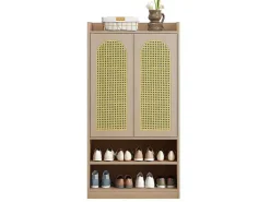 Klompenkast - 2 Open Planken En 2 Verstelbare Interne Planken - Naturel-ModernLuxe Online