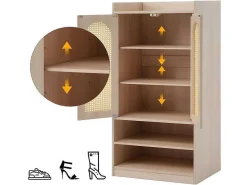 Klompenkast - 2 Open Planken En 2 Verstelbare Interne Planken - Naturel-ModernLuxe Online