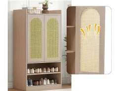 Klompenkast - 2 Open Planken En 2 Verstelbare Interne Planken - Naturel-ModernLuxe Online