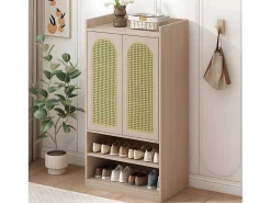 Klompenkast - 2 Open Planken En 2 Verstelbare Interne Planken - Naturel-ModernLuxe Online