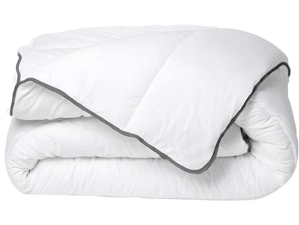 Knuffel Dekbed Silk Touch 220 X 240 Cm - 250 G/M - Wit Met Grijze Bies - Biesya-DREAMEA