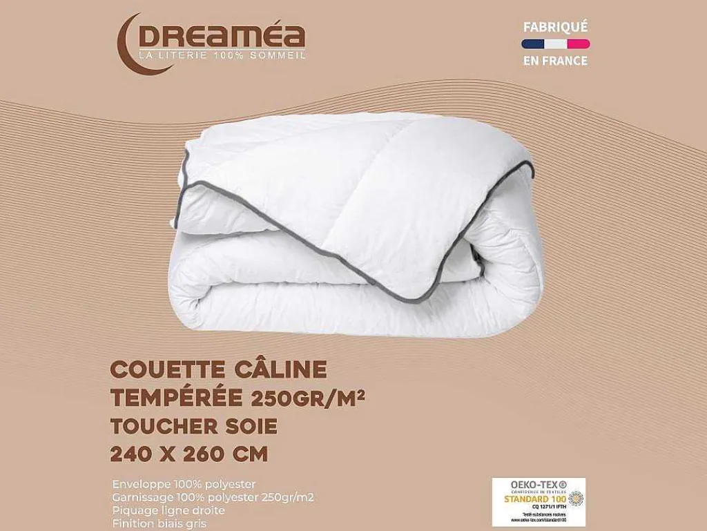 Knuffel Dekbed Silk Touch 240 X 260 Cm - 250 G/M - Wit Met Grijze Bies - Biesya-DREAMEA Online
