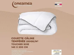 Knuffel Dekbed Silk Touch 140 X 200 Cm - 250 G/M - Wit Met Grijze Bies - Biesya-DREAMEA Best