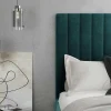 Kofferbed En Hoofdbord Met Verticale Stiksels - 160 X 200 Cm - Fluweel - Eendblauw - Larali - Van-PASCAL MORABITO Sale