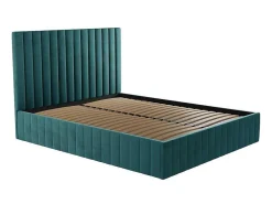 Kofferbed En Hoofdbord Met Verticale Stiksels - 160 X 200 Cm - Fluweel - Eendblauw - Larali - Van-PASCAL MORABITO Sale