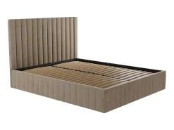 Kofferbed Met Hoofdbord Met Verticale Naden - 180 X 200 Cm - Velours - Taupe - Larali - Van-PASCAL MORABITO Outlet