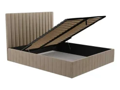 Kofferbed Met Hoofdbord Met Verticale Naden - 180 X 200 Cm - Velours - Taupe - Larali - Van-PASCAL MORABITO Outlet