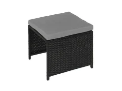 Krukje Van Poly-Rattan Mcw-K35, Zwart, Kussen Lichtgrijs-Vente-unique Discount