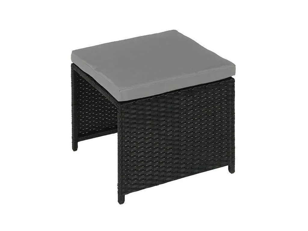 Krukje Van Poly-Rattan Mcw-K35, Zwart, Kussen Lichtgrijs-Vente-unique Discount
