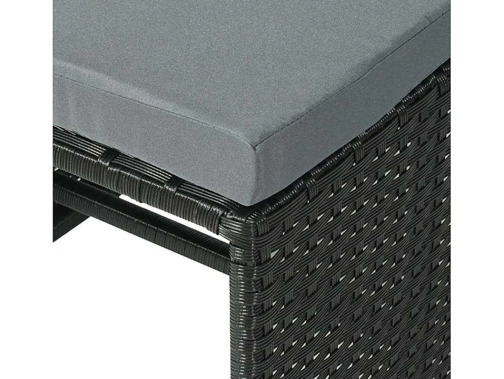 Krukje Van Poly-Rattan Mcw-K35, Zwart, Kussen Lichtgrijs-Vente-unique Discount