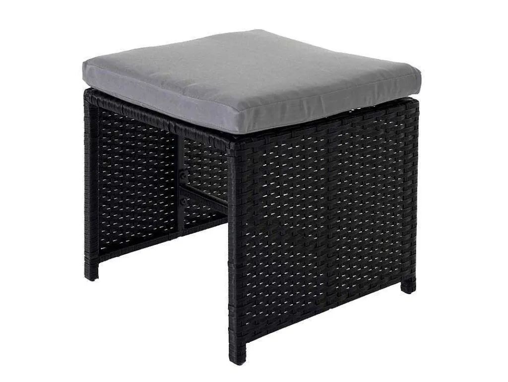 Krukje Van Poly-Rattan Mcw-K35, Zwart, Kussen Lichtgrijs-Vente-unique Discount