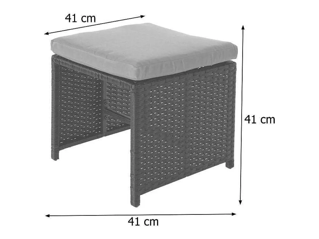 Krukje Van Poly-Rattan Mcw-K35, Zwart, Kussen Lichtgrijs-Vente-unique Discount