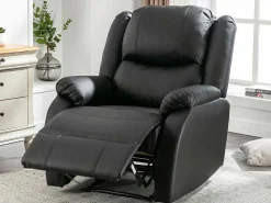 Kunstleer Handmatig Verstelbare Relaxfauteuil Met Zijvak - Zwart-ModernLuxe Sale
